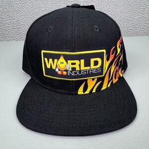 World Industries Hat Mens Snapback Flame Boy Skateboarding Skater Street Y2K